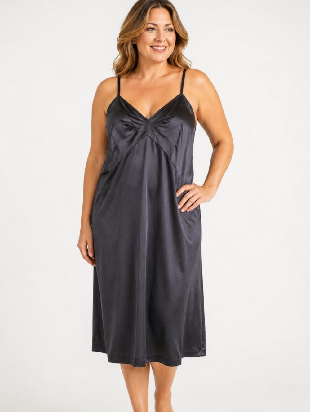 Vintage size 42 black Plus Size slip or‎ nighty